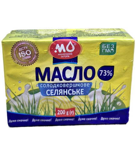 Масло солодковершкове селянське 73% жиру 200 г (g) - Торгівельна Марка 