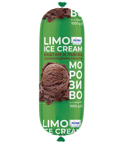 Морозиво «КАШТАН ЗІ ЛЬВОВА» з шоколадним смаком 1000g, 12%, у рукаві - Торгівельна марка «Лімо»