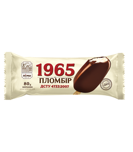 Мороженое эскимо пломбир «1965» в шоколадной глазури, 12% в 80g (г) - Торговая марка «Лимо»