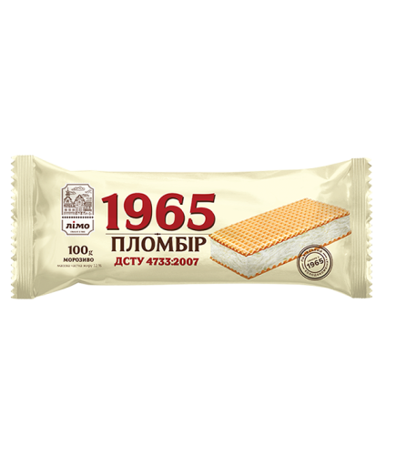 Морозиво пломбір «1965» у вафельних листах, 100g (г) 25 шт - Торгова марка «Лімо»