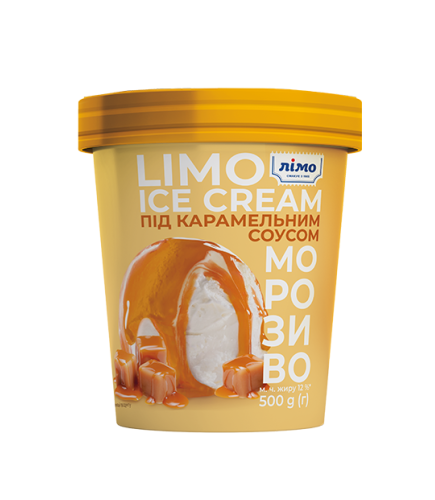 Мороженое под карамельным соусом «ЛИМО» 500g, 12%, в бумажном ведерке - Торговая марка «Лимо»