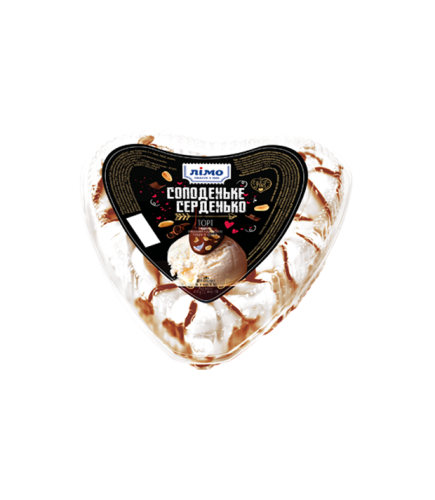 Мороженое торт "Сладенькое сердечко", декорированное кондитерской глазурью и арахисом 450g, 12% - Торговая марка «Лимо»