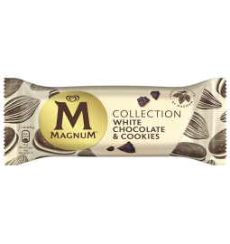 Морозиво ескімо МАГНУМ БІЛЕ ПЕЧИВО "White Chocolate&Cookies" 12% 74г - Торгова Марка MAGNUM