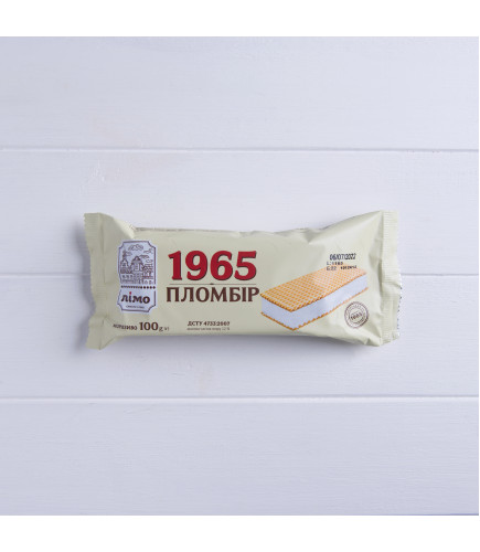 Морозиво пломбір «1965» у вафельних листах, 12% в 100g (г) - Торгова марка «Лімо»