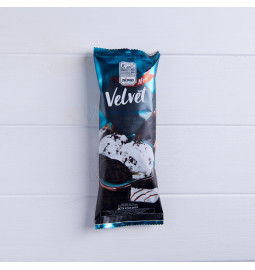 Морозиво ескімо пломбір «VELVET» «CHOCO & COOKIES» в шоколадній чорній глазурі зі шматочками шоколадного печива, 12% в 72g (г) - Торгова марка «Лімо»