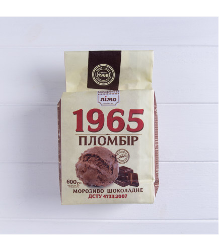 Мороженое пломбир «1965» 600g, 12%, мороженое шоколадное в бумажном пакете - Торговая марка «Лимо»