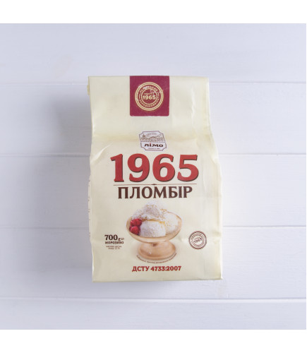 Морозиво пломбір «1965» 700g, 12%, морозиво у паперовому пакеті - Торгівельна марка «Лімо»