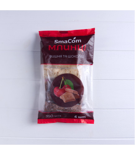 Блины «Вишня и шоколад», фасованные в пакете, 350g (6 шт.) - Торговая марка «SmaCom»
