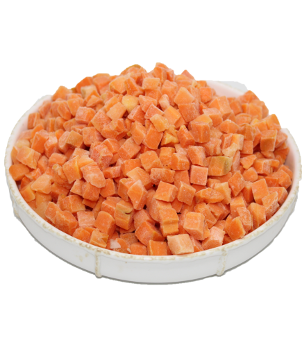 Морква бланшована різана кубик 10*10 мм.