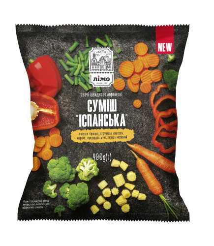 Овощная смесь "ИСПАНСКАЯ", 400 g - Овощи быстрозамороженные - Торговая Марка "Лимо"